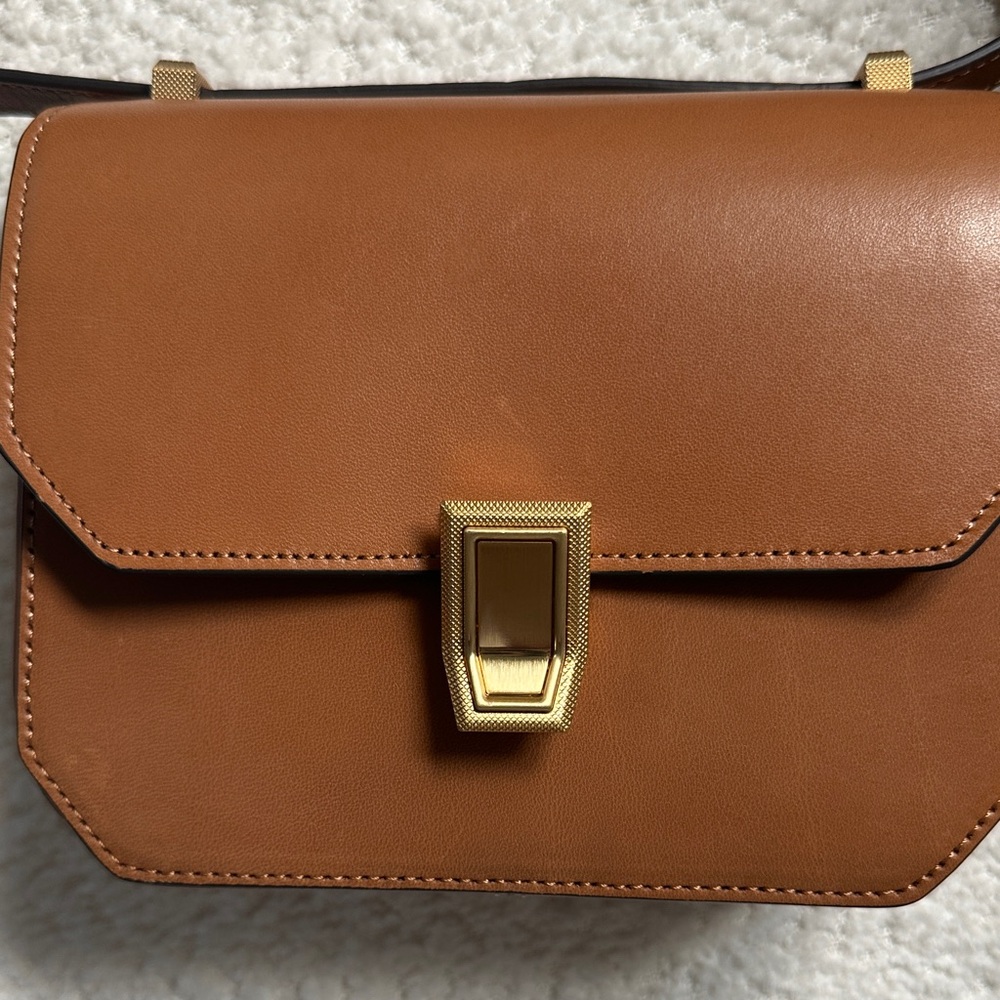 New without tag Rag & Bone Tan Leather Crossbody Bag with Gold Accent